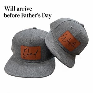 Daddy and Me Matching Hats, Father's Day Gift, Custom Leather Patch Hat, Personalized Name Cap, Toddler Child Baby Kids Infant Adult Hat