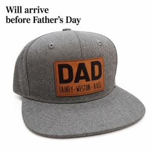 Custom Kids Name Dad Hat: Personalized Leatherette Patch Snapback