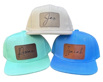 Cursive Font Patch Hat / Infant Baby Toddler Kids Youth Snapback Hat / Child Cap / Personalized Name / Custom Hat / Birthday / Baby Shower