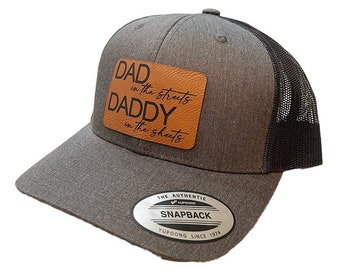 Snapback-hoed grappige vader – gepersonaliseerde leren patch, cadeau man