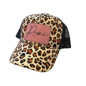 Personalized Leopard Print Girl Hat: Toddler Snapback, Custom Name