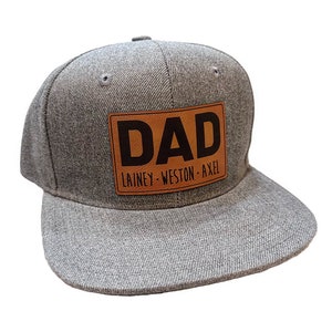 Custom Kids Name Dad Hat: Personalized Leatherette Patch Snapback