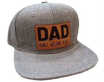 Custom Kids Name Dad Hat: Personalized Leatherette Patch Snapback
