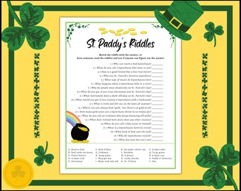 Riddles St Patrick's Party Games | St. Patty's Activity For Kids and Adults | Virtual and Printable Party Games