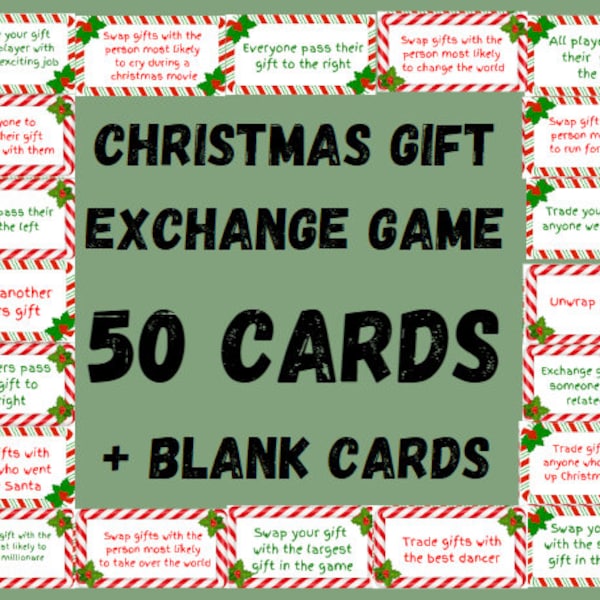 Christmas Gift Exchange Game | Printable Christmas Game | White Elephant Gift Exchange Cards | Christmas Family Game | Christmas Party Game