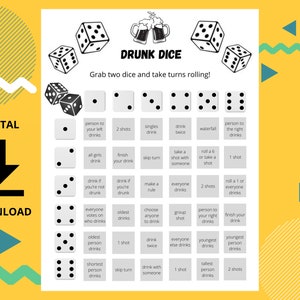 Drunk Dice Grid Drinking Game for Adult Party