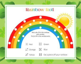Fill in the rainbow candy dice game for kids
