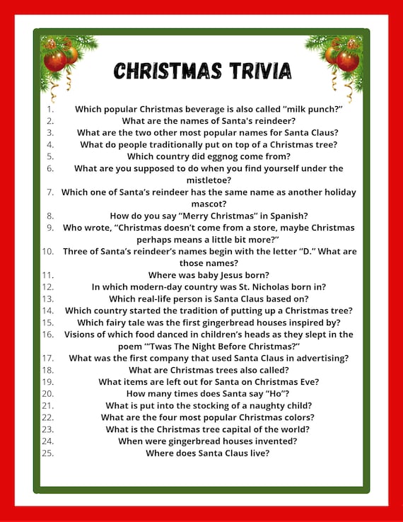 Christmas Trivia Party Game