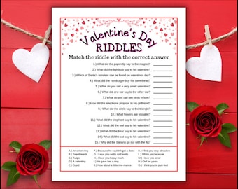 Valentine Riddles Game for Kids | Printable Valentine Party Game | Valentine Activity for Kids | Valentine's Day Riddle Game