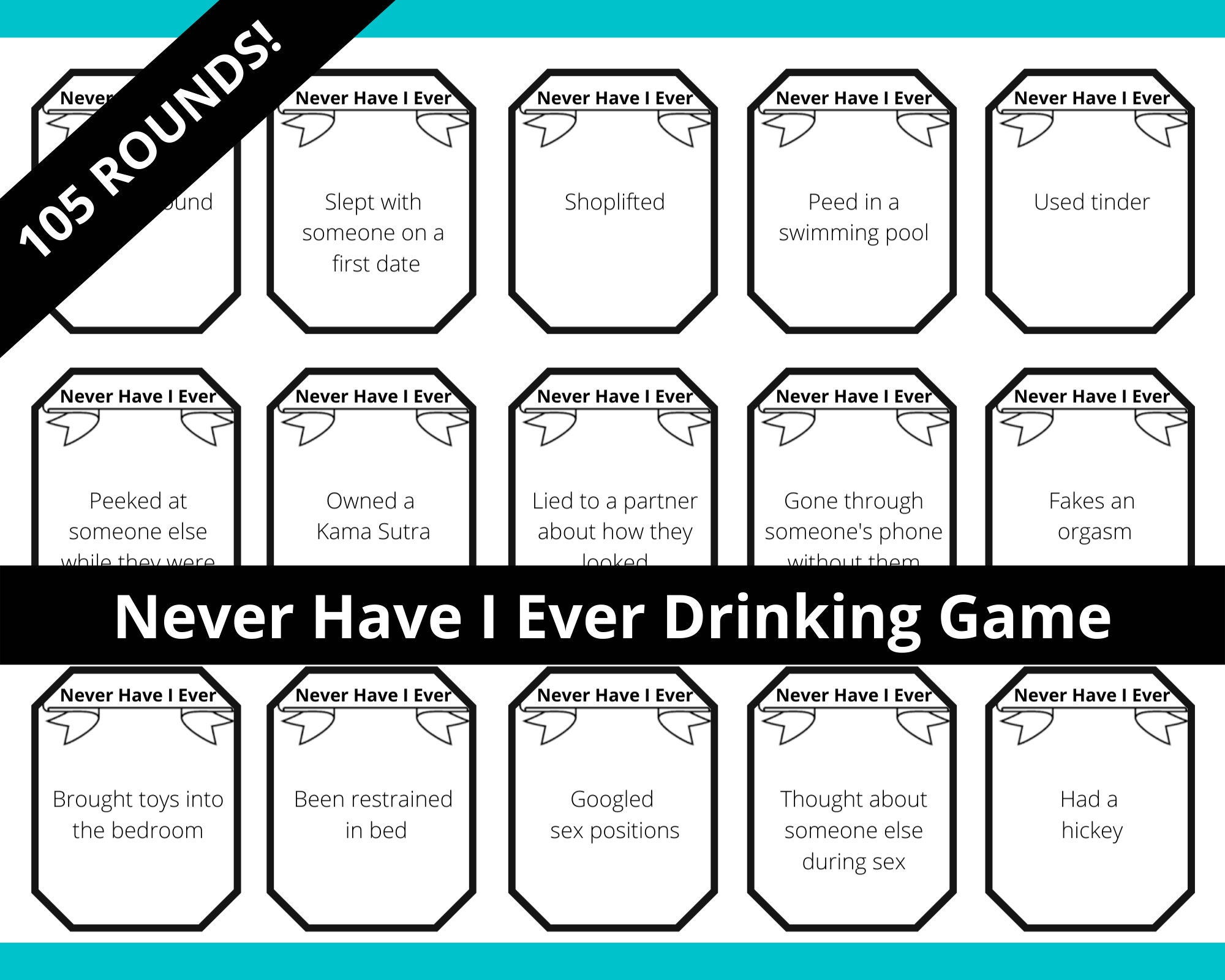Adult Drinking Party Game "never Have I Ever" - Etsy