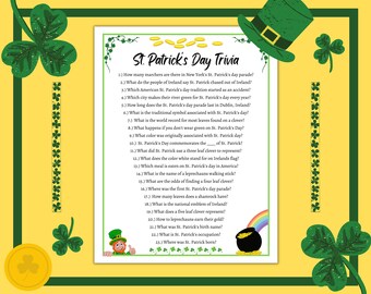 Trivia St. Patrick's Day Game | St. Patrick's Day Game for Kids & Adults | St. Patrick's Fun Party Game | St. Patrick's | Classroom Activity