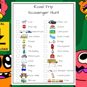 Road Trip Scavenger Hunt for Kids. Car scavenger hunt activity for kids