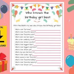 Who knows the birthday girl game for her party