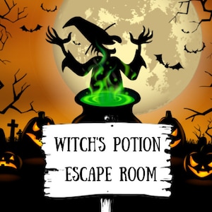 Witch&#39;s Potion Escape Room for Kids - Printable Party Game - Witch Escape Room Kit - Birthday Party Games - Kids Puzzles - Family game