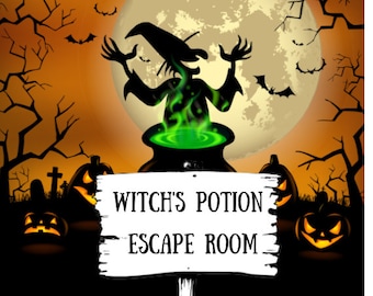 Witch's Potion Escape Room for Kids - Printable Party Game - Witch Escape Room Kit - Birthday Party Games - Kids Puzzles - Family game