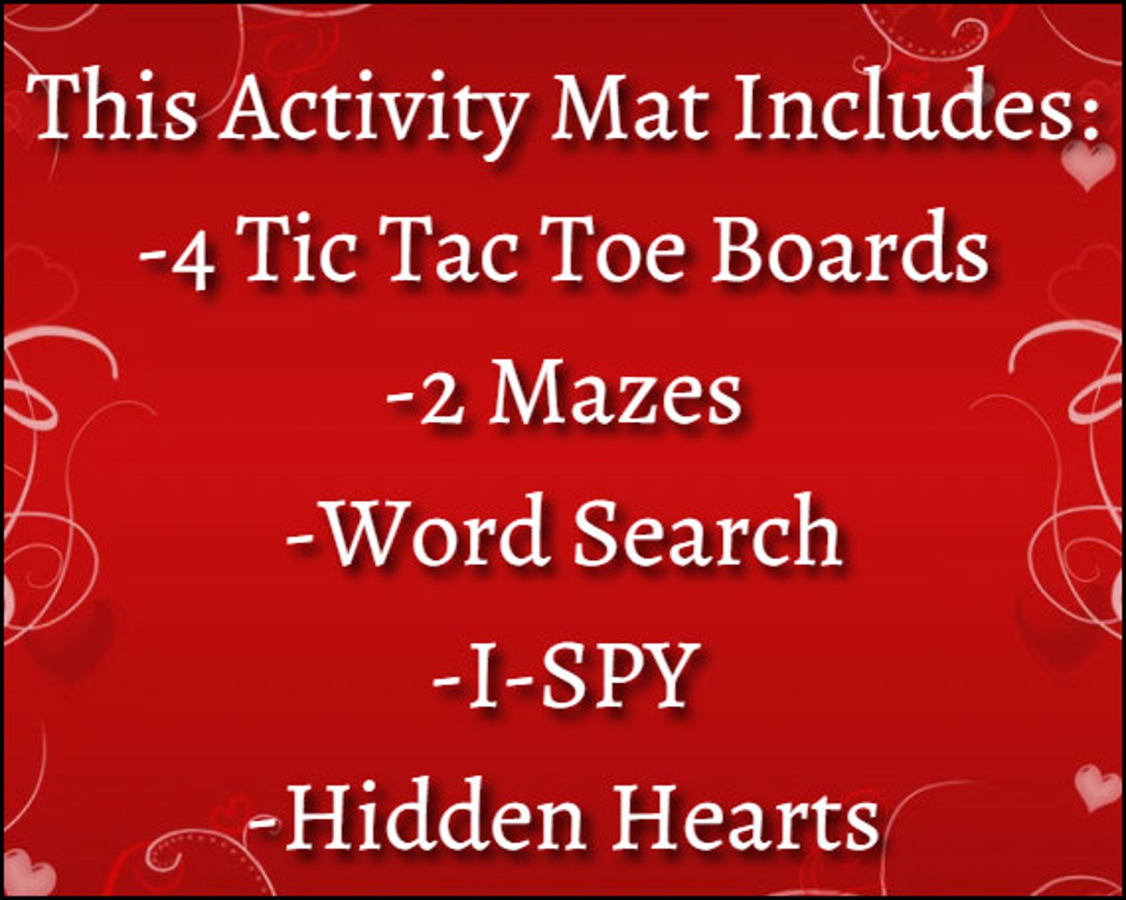 Valentine Placemat Printable, Valentine Activity for Kids, Valentine's ...