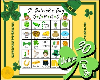 Bingo Game for kids, St Patrick's Classroom Game, St Patty's Bingo, St Patrick's printable game