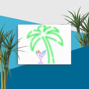 Tropical Palm Tree Cocktail Canvas