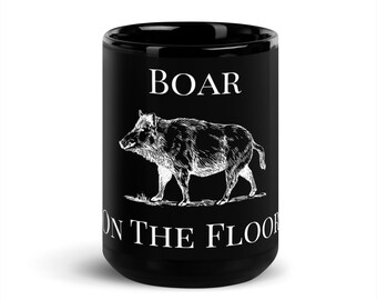 Taza brillante con diseño de jabalí en el suelo