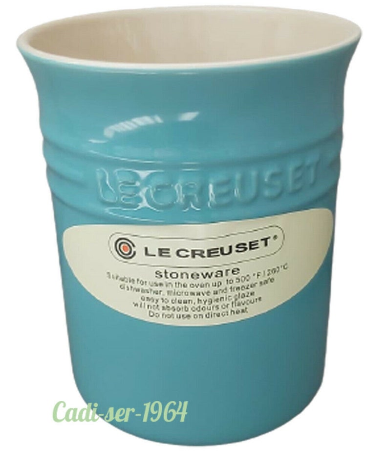 Le Creuset Utensils Holder Stoneware Storage Jar Holder TEAL Etsy