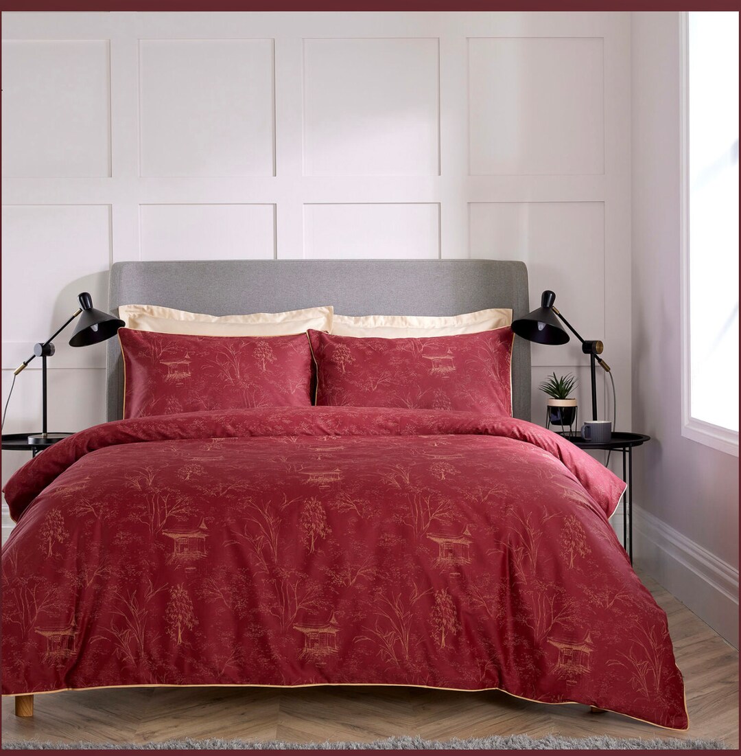 CHRISTY Super King Red Japanese Maple Duvet Cover Set Etsy