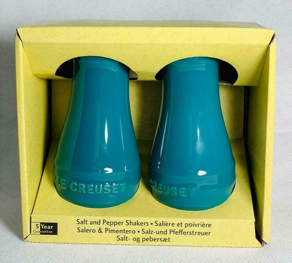 Le Creuset Teal/ carribean and Pepper Shakers 12cm Etsy