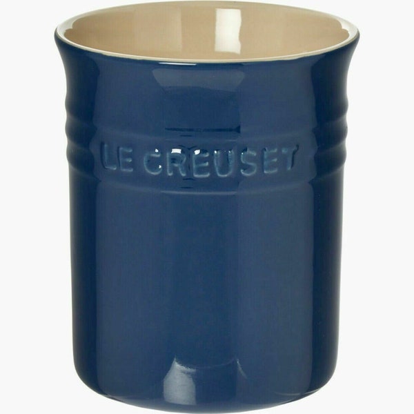 Le Creuset Navy Royal Blue Stoneware Utensil Holder Pot Jar 15cm x 12cm Brand New