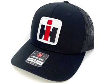 Vintage CASE IH International Harvester Embroidered Patch - Professionally Sewed onto Richardson 112 Snapback Trucker Hat Cap Retro