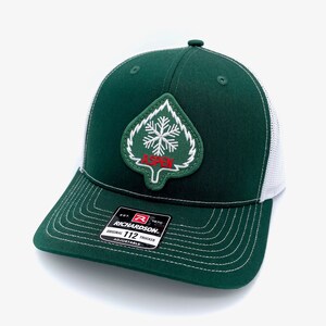 Aspen CO Colorado Patch Hat - New Richardson 112 Forest Green & White Trucker Cap Hat