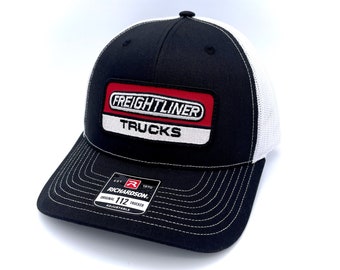 Vintage Freightliner Trucking Retro Patch + Richardson 112 Black & White Trucker Cap