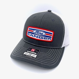 Vintage Ford Ranger Truck Retro Patch + Richardson 112 Charcoal Grey & White Trucker Cap Hat