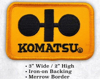 Komatsu Iron-On Patch - 3" x 2" - Vintage, Embroidered - Heavy Equipment Construction Mining Retro Komatso Kumatsu