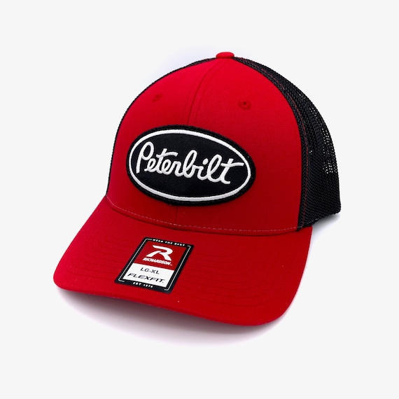 Trucker : Flexfit Large/x-large Vintage Black Peterbilt 110 - Hat Fitted & Patch Retro Etsy Richardson R-flex Red