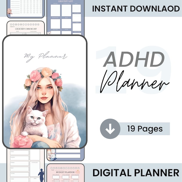 ADHD Planner / ADHD Journal / ADHD Organization / Adult Adhd Journal / Adhd Planner for Ipad / Aesthetic Digital Planner / Adhd Life