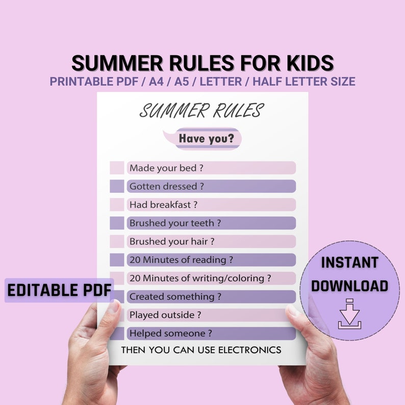 Summer Rules Printable Summer Checklist Editable Summer Etsy Summer Rules Printable Summer Checklist Editable Summer Etsy