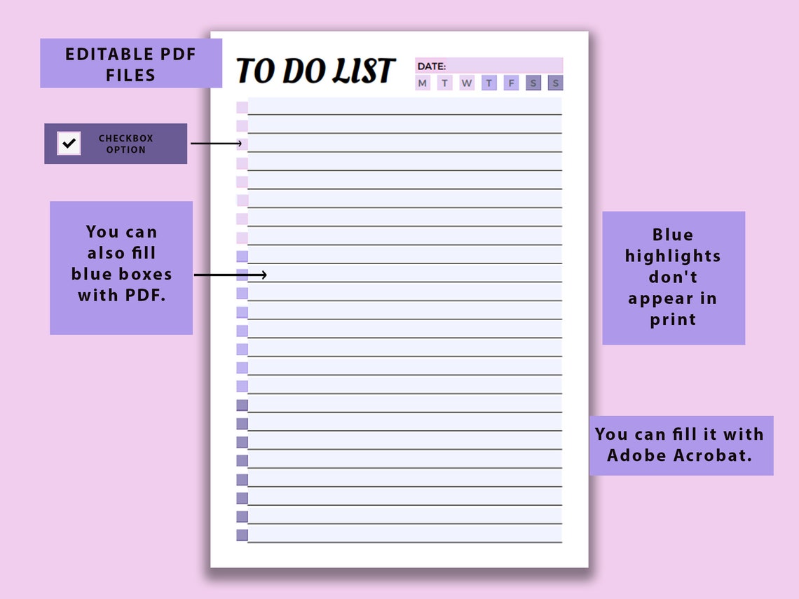 Printable to Do List Editable to Do List Template Daily Task - Etsy