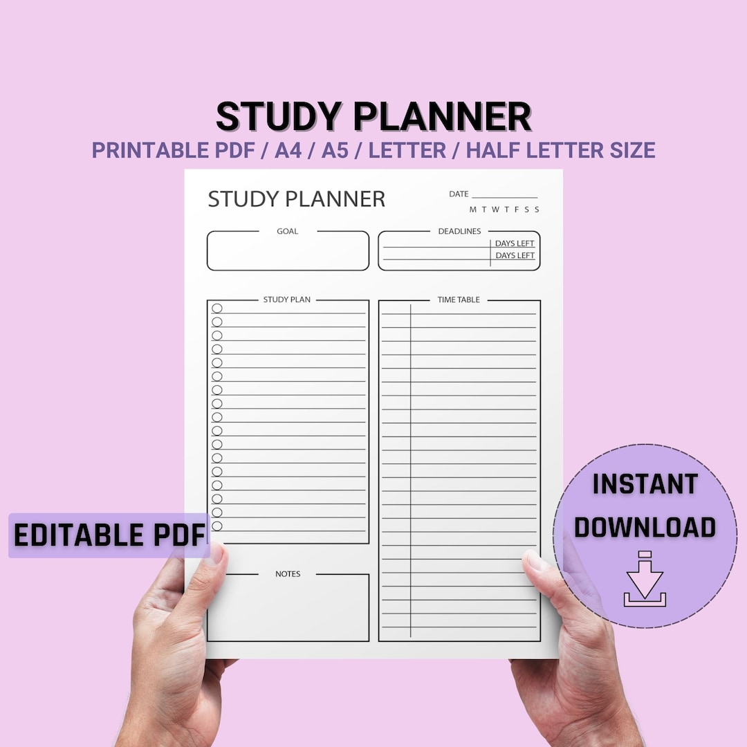 Printable Study Planner Study Tracker Student Planner Pdf Etsy printable-study-planner-study-tracker-student-planner-pdf-etsy