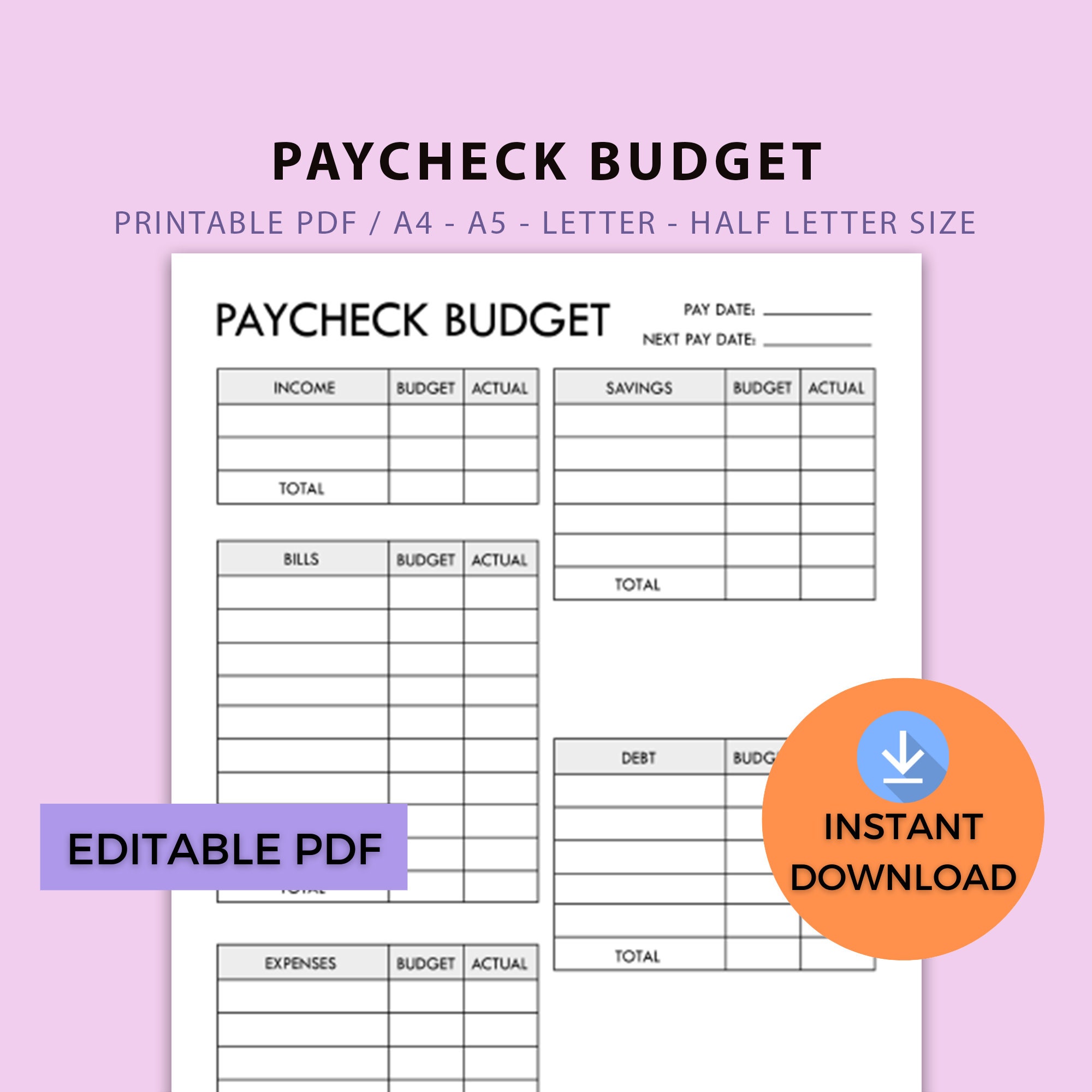 Monthly Budget Pdf - Etsy