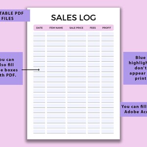 Sales Log Printable Editable Sales Tracker Template Business - Etsy