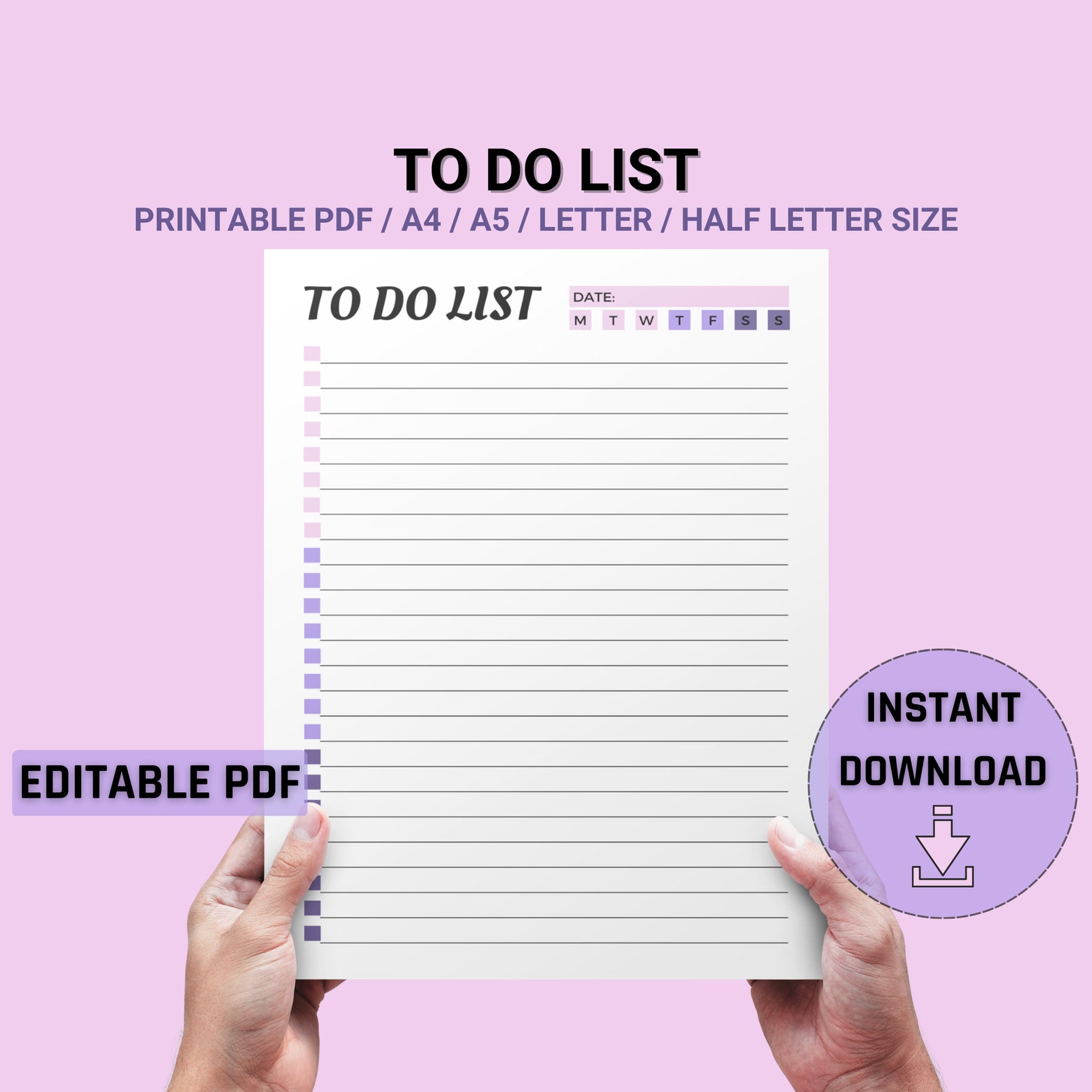 Printable to Do List Editable to Do List Template Daily Task - Etsy