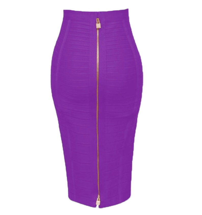 Bodycon Pencil Skirt With Gold Lock Zipper in Back - Etsy