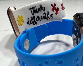 Autism Awareness Apple Watch Band Engraved Puzzle Pieces Think Differently 38/40mm S/M - M/L 42/44mm S/M- M/L