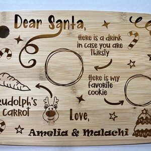 Dear Santa Board Personalized Cutting Board Holiday Gift Rudolph's Carrot Santa's Milk And Cookie Christmas Gift