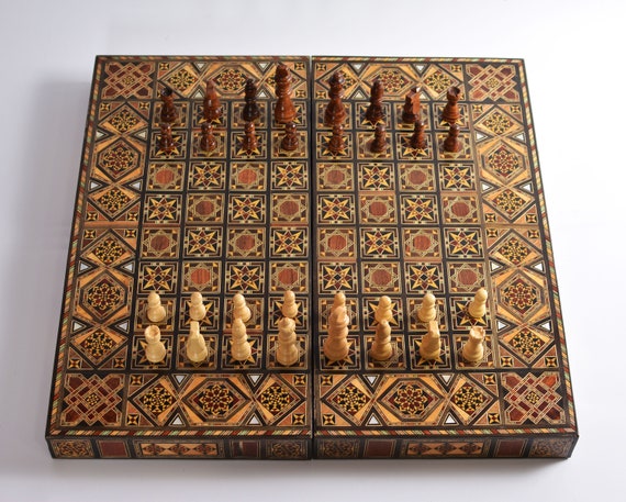 Superbe Jeu De Backgammon Artisanal Helena Wood Art - Bois Fait Main - Plateau Unique