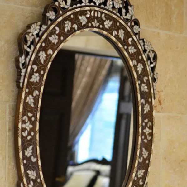 Inlay de miroir de mur fait à la main avec la mère des perles - décor de mur - cadeau de luxe - cadeau de Noël