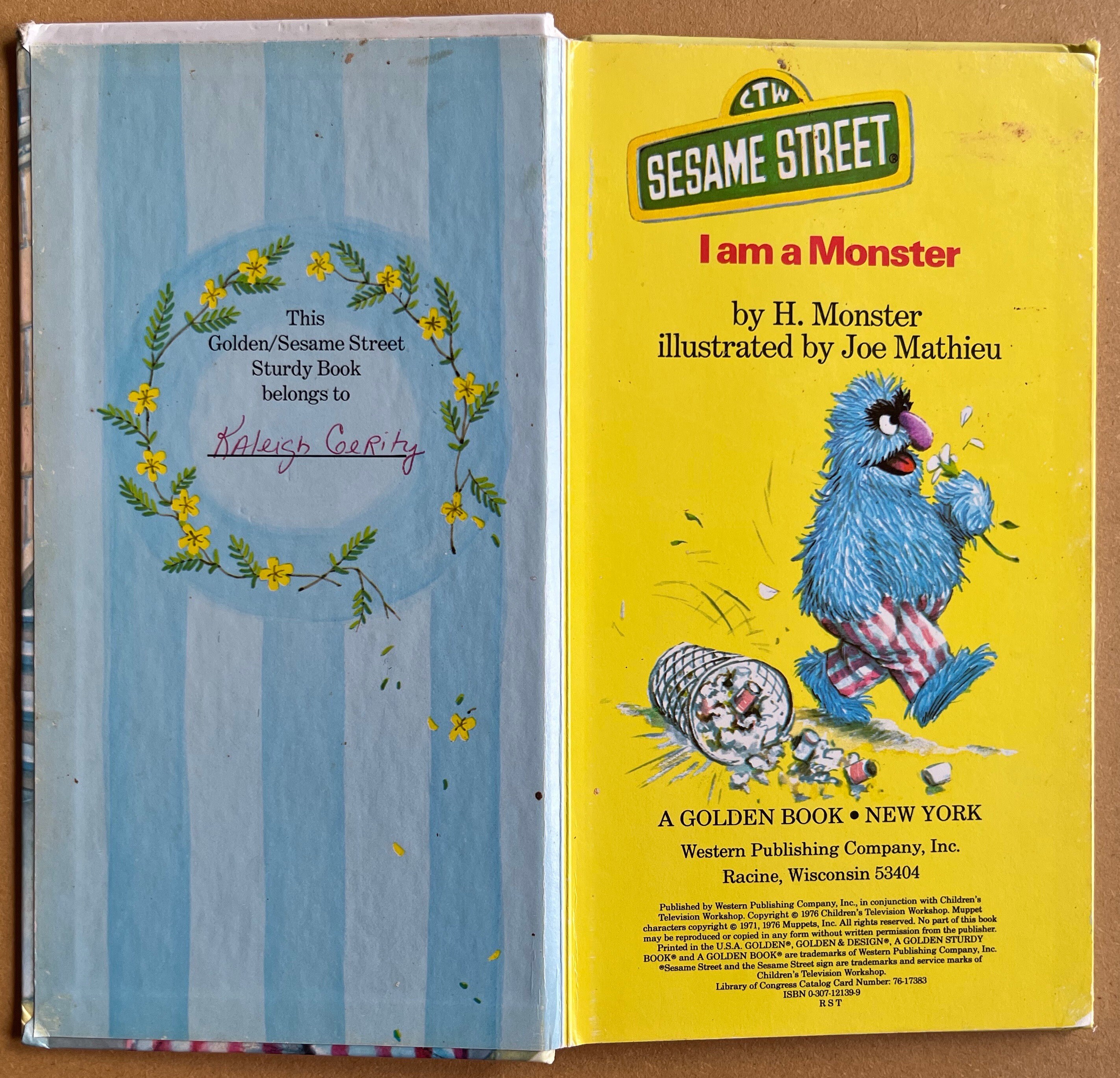 I Am Monster by H. Monster, Sesame Street Golden Sturdy Book 1976 
