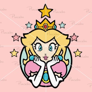 Princess Peach SVG/PNG: Super Mario World Clipart (Digital Download)