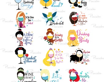 Princess Wine Glass PNG: Silhouette Cut File, Clipart (Digital Download)