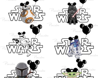 Star Wars Mickey Balloon PNG: Cricut & Silhouette Cut Files