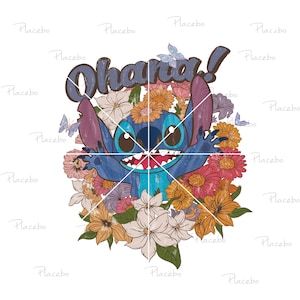 Floral Stitch PNG: Ohana Hand-Drawn Sublimation Design (Digital Download)